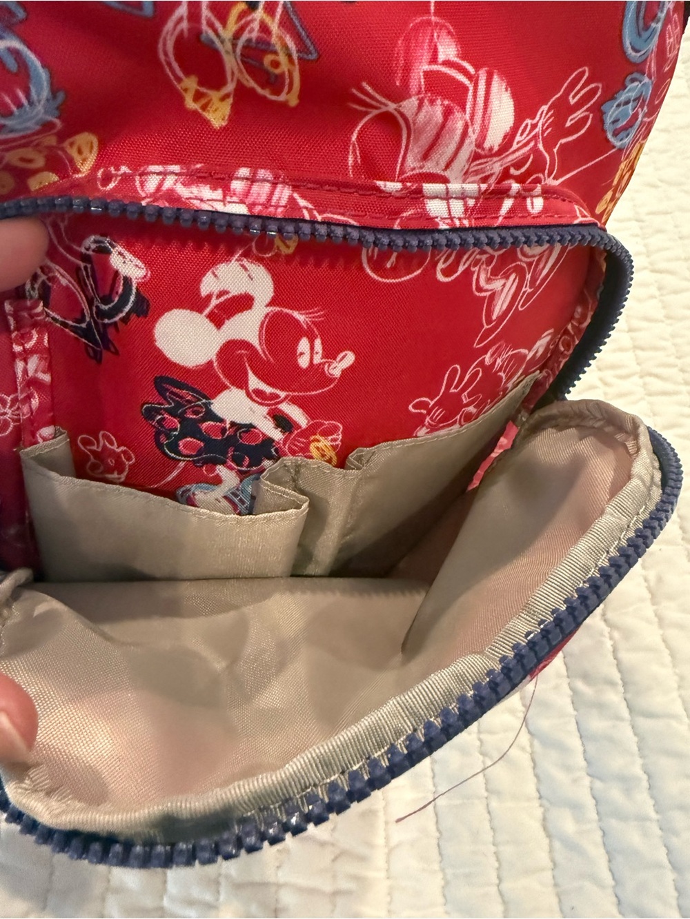 Kipling Red Minnie and Mickey Mouse Sketch Print Mini Backpack - Picture 5 of 5